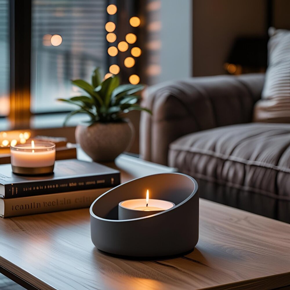Modern Beveled Tealight Candle Holder w/LED Tea Light Multi-Color